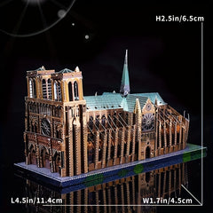 Colorful Paris Notre Dame 3D Metal Assembly Model Puzzle DIY