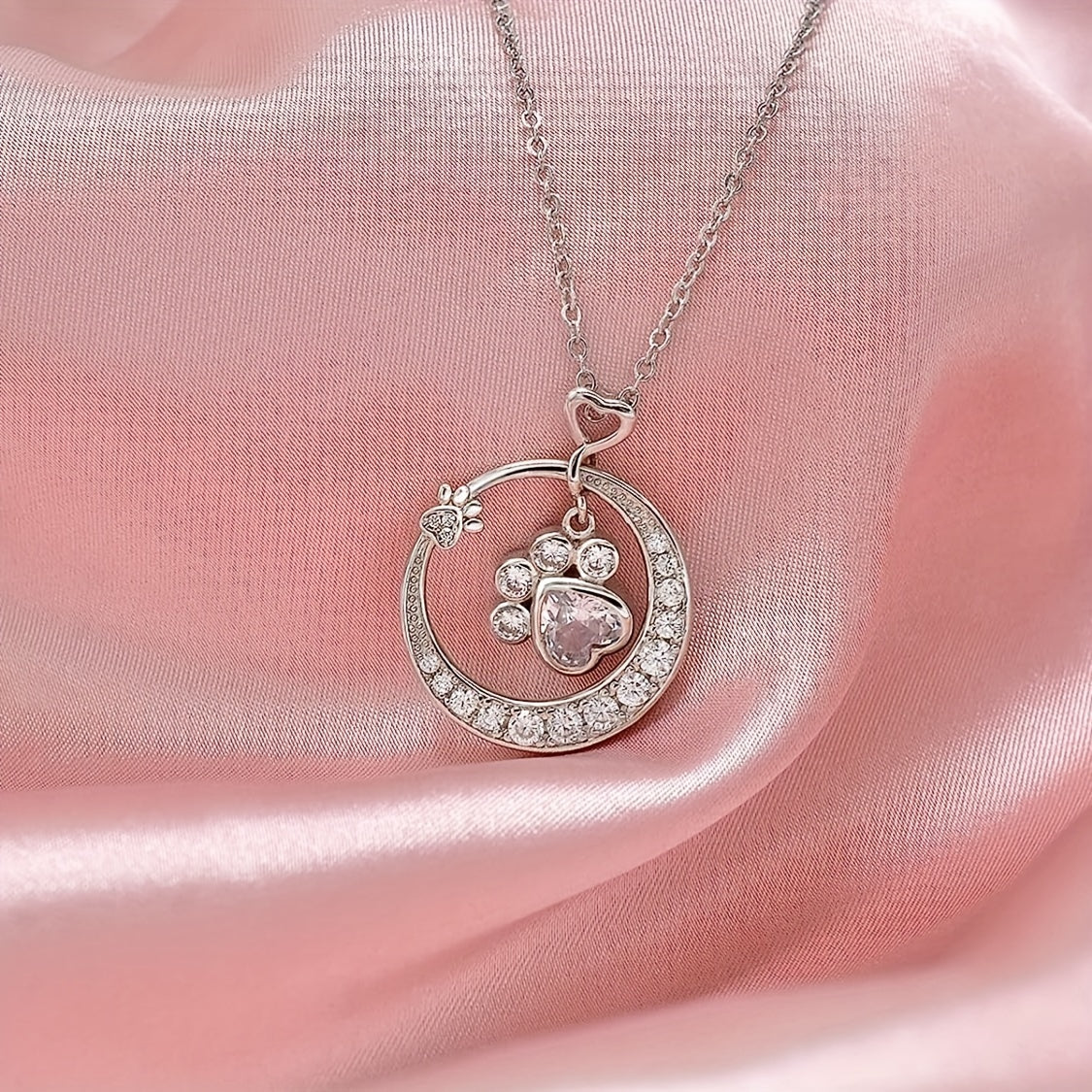 Beast Claw Round Pendant Necklace with CZ Decor