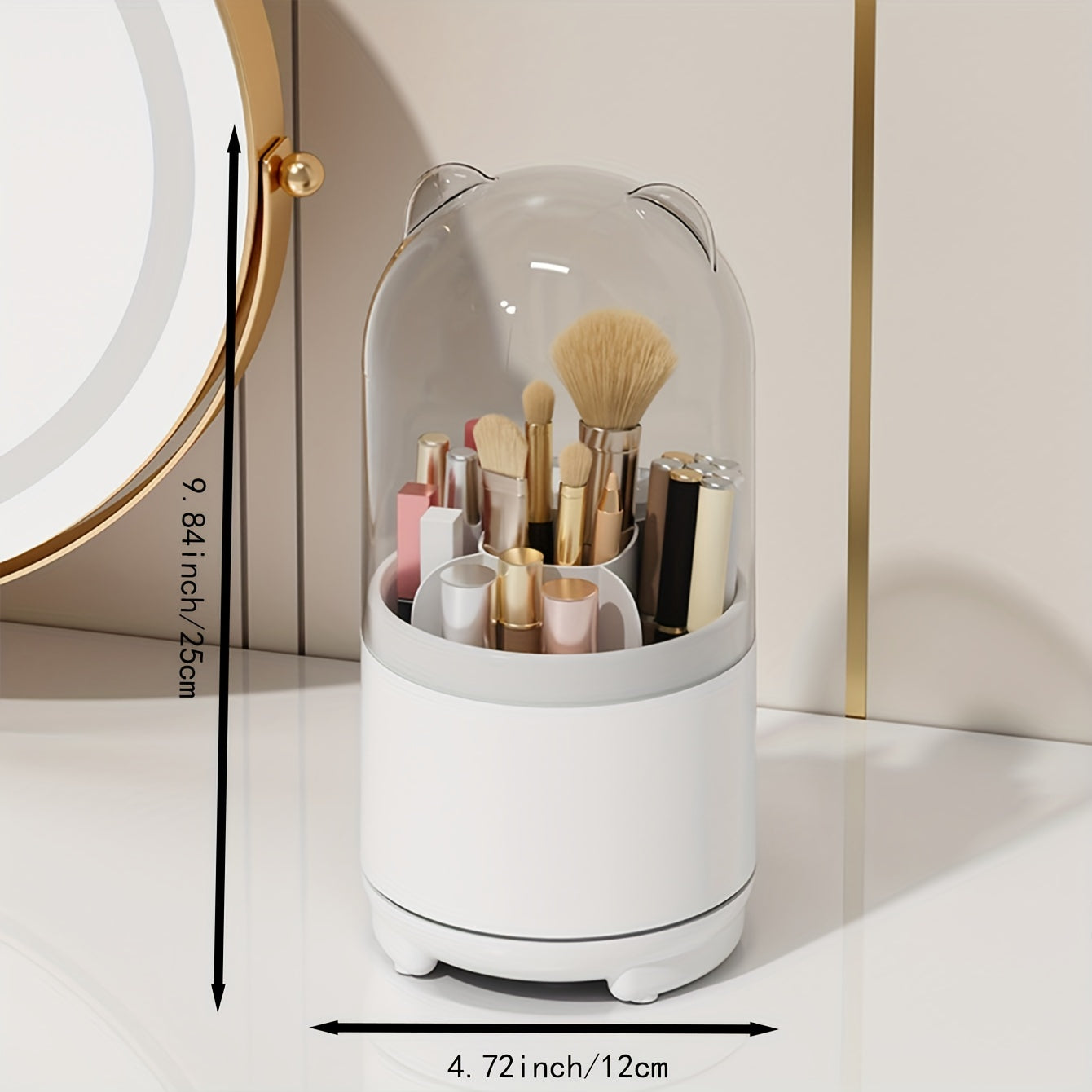Bear Makeup Brush Holder with Dustproof Cover Organizer