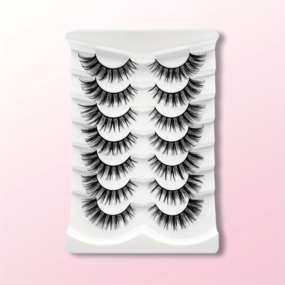 7 Pairs Natural 3D False Eyelashes Silk Reusable Soft False Eyelashes
