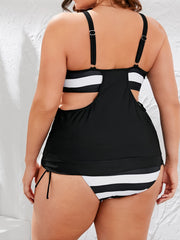  Striped Cut Out Tankini Set