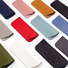 Stitch Detail Glasses Bag PU Leather Sunglasses Pouch Soft Travel Eyewear Holder