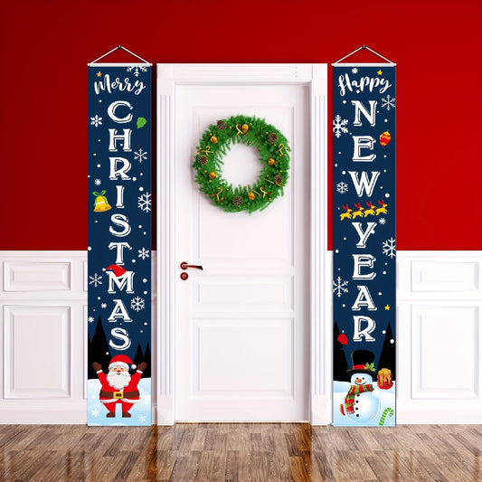 Santa Snowman Banners for Front Door Porch Garden Xmas