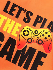 Boys Gamepad Print Casual Outfit T-shirt & Shorts Set