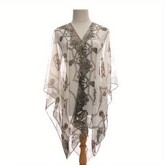 Letter Chain Stripe Shawl Lightweight Sunscreen Large Shawl