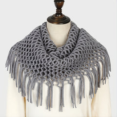 Thickened Scarf Warm Mens Wool Hollow Tassel Circle Scarf Snow Weather