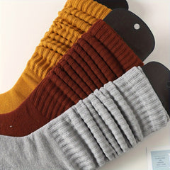 3 Pairs Comfy & Soft Solid Socks Women's Stockings