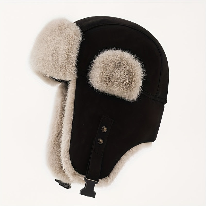 Fleece Lined Thermal Trapper Hat Ear Flap Windproof Aviator Cap