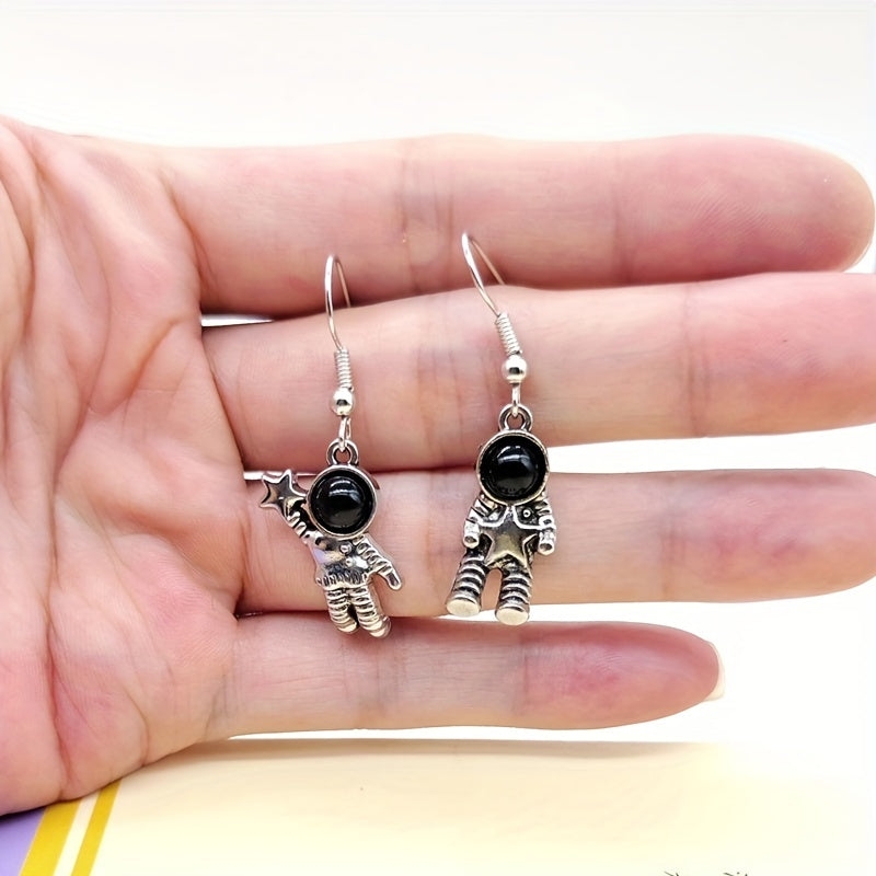 Asymmetrical Astronaut Earrings Vintage Dress Earrings