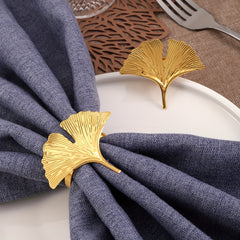 6pcs Ginkgo Leaf Napkin Ring for Farmhouse Wedding