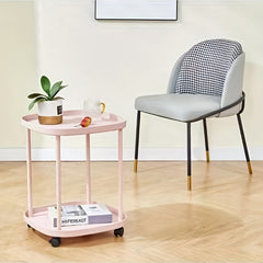 Mobile End Table With Wheels Double Layer Tray Table Bedside Table