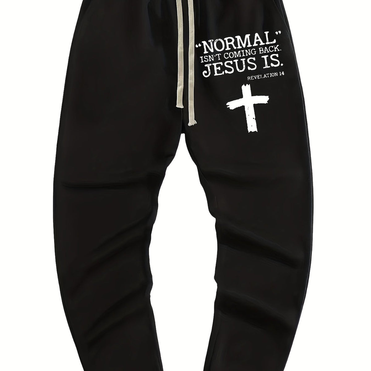 Letter And Cross Print Men's Drawstring Pocket Sweatpants