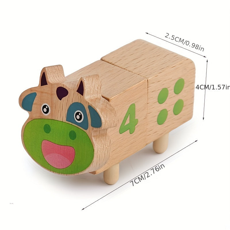 Wooden Kids Cow Number Matching Puzzle Toy