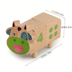 Wooden Kids Cow Number Matching Puzzle Toy