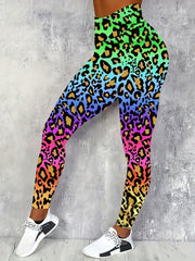 Women's Plus Ombre Leopard Print Tummy Control High Rise Skinny Pants