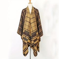 Geometric Plaid Jacquard Shawl Wrap Boho Cape