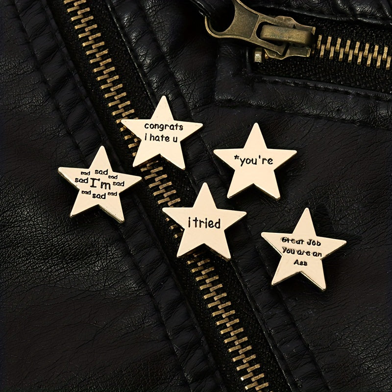 Five-pointed Star Shape Letter Brooch Backpack Pin