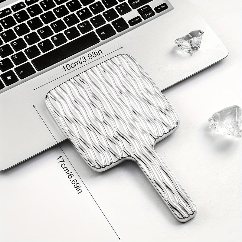 Wave Pattern Square Hand Mirror Small Vanity Mirror Portable Beauty Mirror