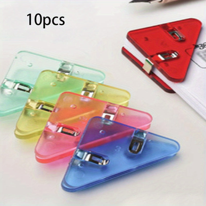 10pcs Triangle Transparent File Edge Clip School Supplies