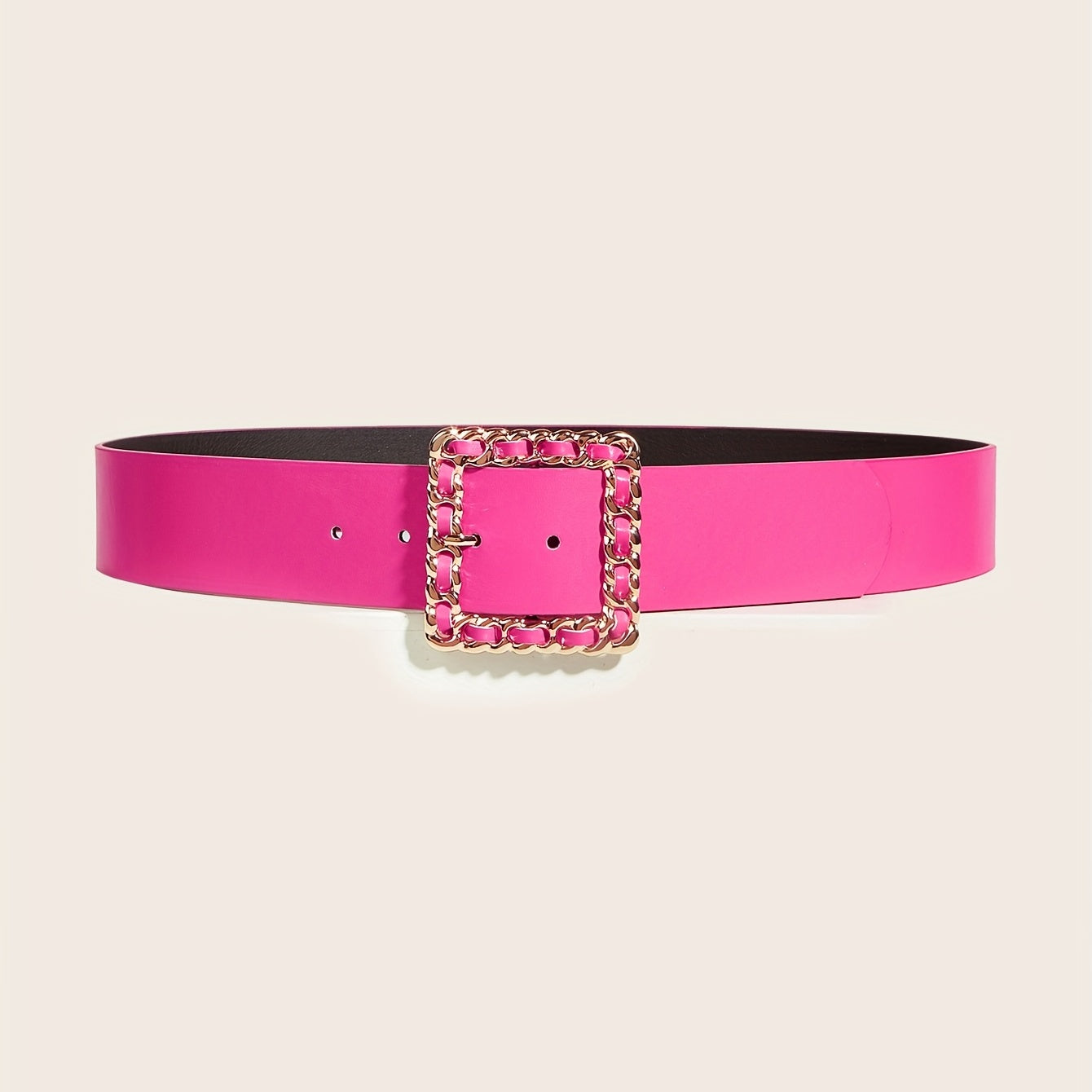 Wide Pink PU Leather Belt Square Buckle Y2K Women's Coat Dress