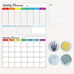 Magnetic Dry Erase Calendar Set - 3 Pack for Refrigerator & Wall