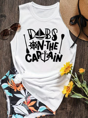 Letter Print Crew Neck Tank Top Casual Sleeveless Tank Top