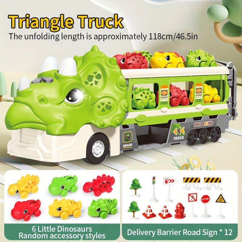 Kids Dinosaur Sliding Toy Car Set with Catapult Deformation Car