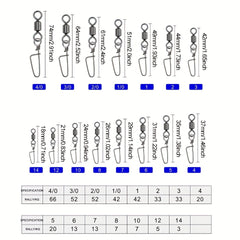 50pcs Fishing Rolling Barrel Swivels With 8 Shape Connectors