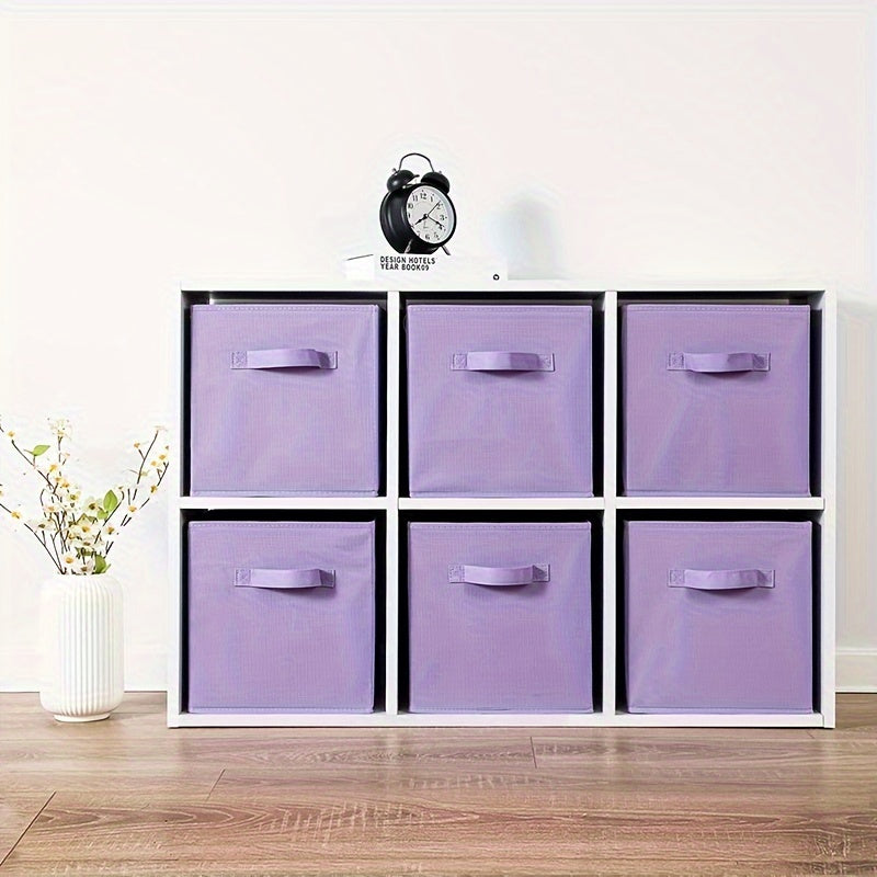 6pcs Fabric Drawer Storage Box Pink Purple Foldable Bin with Handle