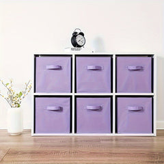 6pcs Fabric Drawer Storage Box Pink Purple Foldable Bin with Handle