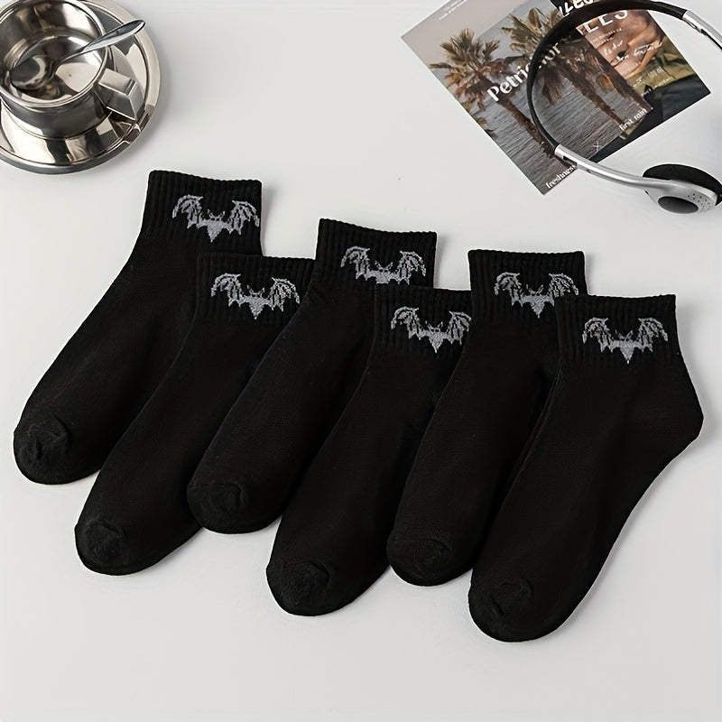 6 Pairs Bat Pattern Socks Halloween Short Socks Women's Stockings