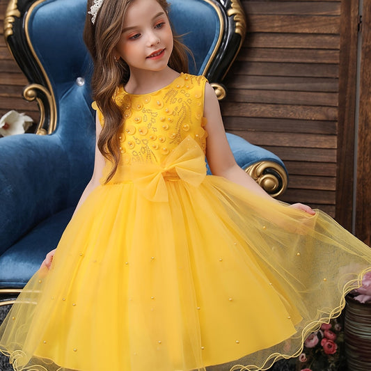 Girls Princess Dress Bow Sequin Tulle Tutu Dress Wedding Flower Girls