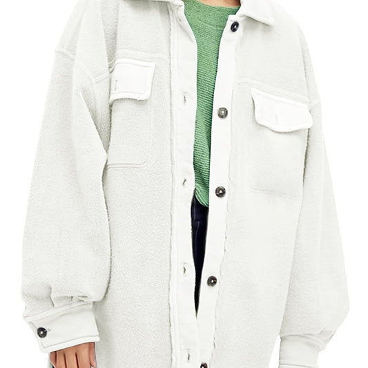 Women's Solid Long Sleeve Button Down Jacket