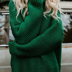  Casual Turtleneck Sweater Long Sleeve Solid Knit