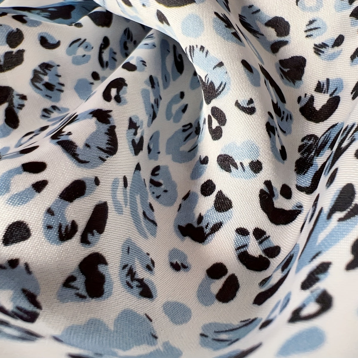 Leopard Print Bandana Square Scarf Satin Shawl