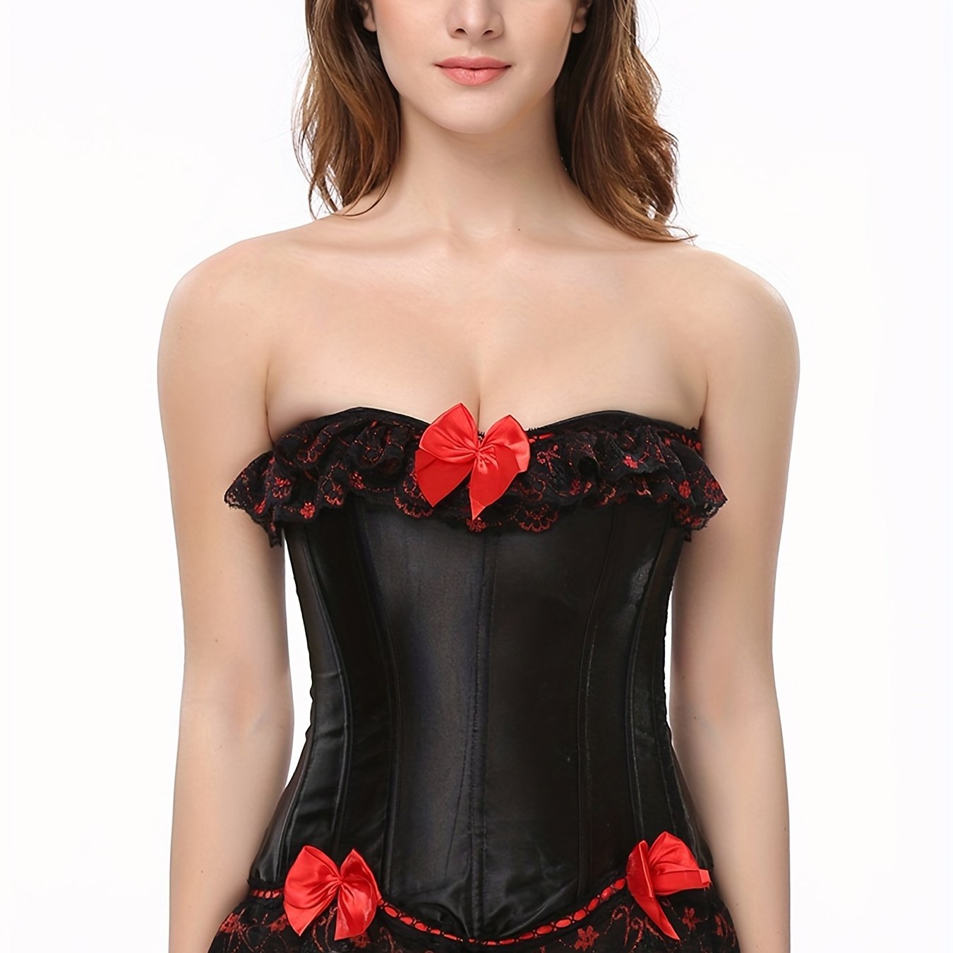 Strapless Corset Bustier Body Shaper Lace Up Slimmer Lingerie