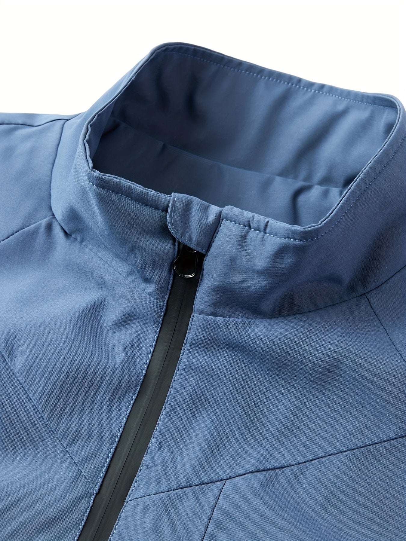 Men's Lightweight Windbreaker Jacket Stand Collar Zipper Pockets Coat