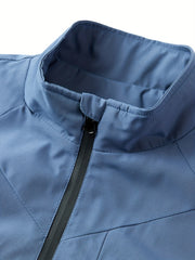 Men's Lightweight Windbreaker Jacket Stand Collar Zipper Pockets Coat