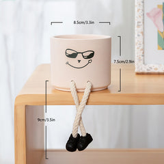 Creative Emoticon Pendant Doll Ceramic Flower Pot Succulent Plant Pot