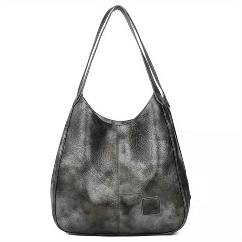 Vintage PU Hobo Bag Large Capacity Tote Bag Women's Travel Shoulder Bag