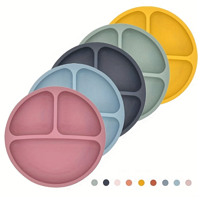 Baby Silicone Dinner Plate Suction Cup Cartoon Kids Dish Toddler Tableware