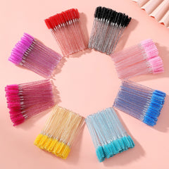 50 Pcs Mascara Wands Crystal Eyelash Brush Makeup Brushes Tools Kits