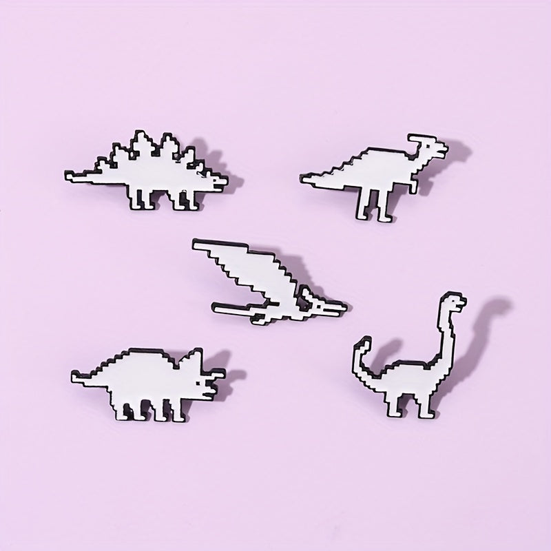 Dino Enamel Pin & Pixels T-Rex Lapel Badges Inspiration Brooches