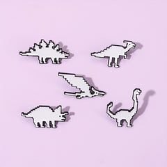 Dino Enamel Pin & Pixels T-Rex Lapel Badges Inspiration Brooches