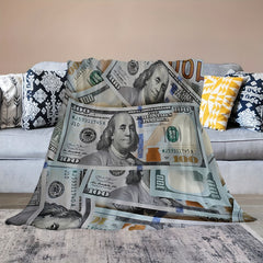 US Dollar Bill Pattern Blanket - Cozy Home and Travel Blanket