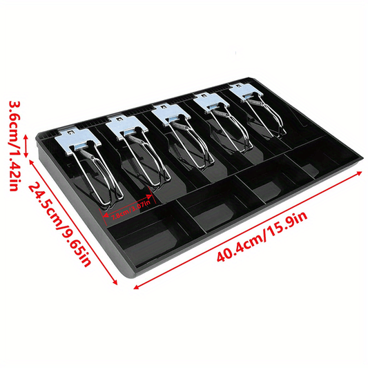 Metal Clip Cash Register Drawer Tray 5 Bills 4 Coins Holders