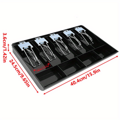 Metal Clip Cash Register Drawer Tray 5 Bills 4 Coins Holders