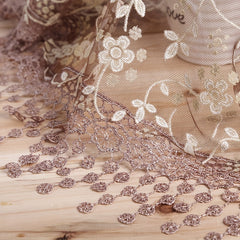 Lace Tassel Triangle Scarf Solid Flower Embroidery Shawl Mesh