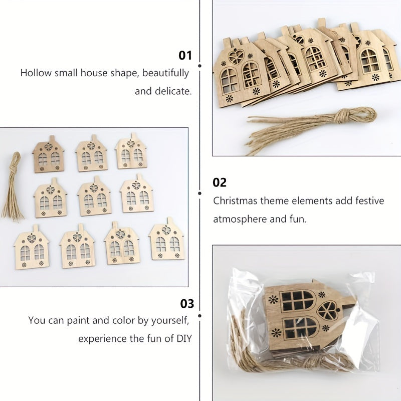10pcs Nativity Wooden Embellishment Xmas Tree Cutouts