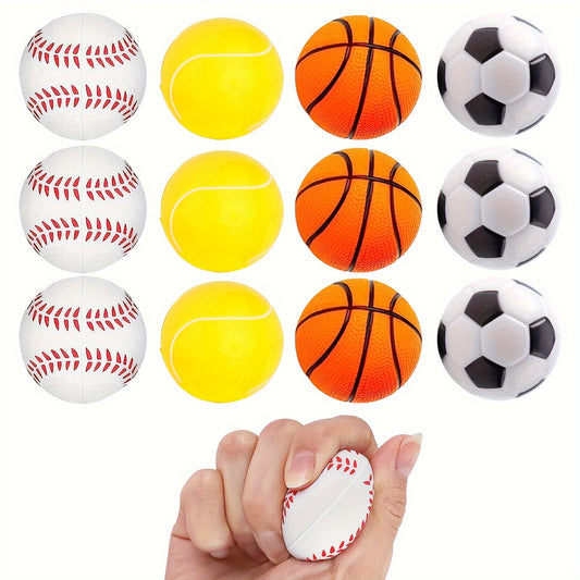 12pcs Soft Foam Sponge Mini Stress Balls Football Basketball Tennis